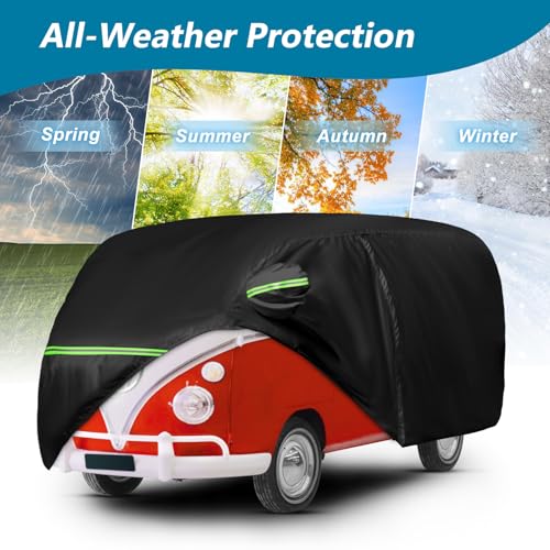 Image of Car Cover for 1950-1992 VW Bus T1 T2 T3, Waterproof 420D Oxford Cloth Cover Outdoor Full Car Covers with Zipper Windproof Heavy Duty All Weather with Wind, Sun, UV and Dust Protectio