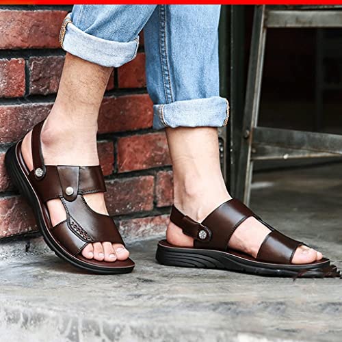 Men's Sandals Men's Adult Thick-Soled Beach Shoes Non-Slip -Toe Sandals(White-Patch Five-Pointed star4,43 Code)4