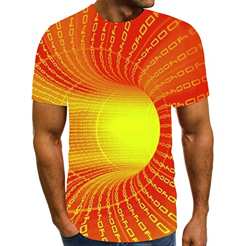 Women Men 3D Print Tees Tops Unisex Short Sleeve T Shirts Casual O Neck Tees Tops Funny Print Blouse Shirts Tops (Z5 Orange, L)