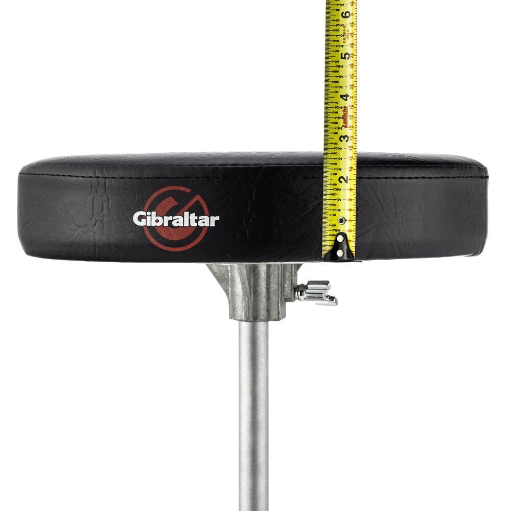 Taburete de tambor Gibraltar Serie 5000 (diámetro del asiento redondo: 33 cm, asiento de vinilo, bloqueo de memoria, ajuste de altura infinito, pies de goma ""Super Foot"")