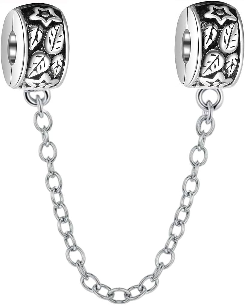 Safety Chain 925 Sterling Silver Clip Stopper Charm Spacer Bead for Pandora Charms Bracelet