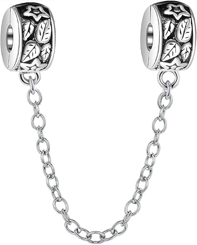 Cadena de seguridad colgante con gancho, tapón de pinza de plata fina 925, separador de colgantes para pulsera.