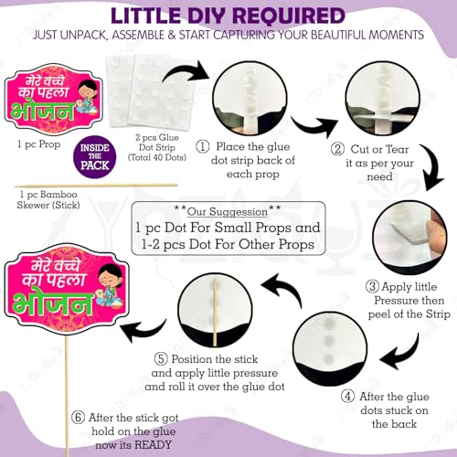 Image of Zyozique Shubh Annaprashan Decorations Item | Baby Rice Ceremony Decorations| Rice Ceremony Decorations Combo - Paper Banner, PhotoBooth Props, Foil Balloons (Pack Of 51)