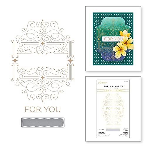 Spellbinders Scroll Label Glimmer Hot Foil Plate & Die Set from The Four Petal Collection, Metal, ONE - Image 2