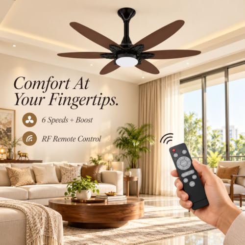 Buy XUGA Velor F11B BLDC Ceiling Fan for Home | 1200mm Sweep | 320 RPM High Speed | 210 CMM Air Delivery | Remote Control with 6+Boost Speeds | 32W Energy Saving Motor | 5 Year Warranty | SMOKE BROWN Online at Low Prices in India - Amazon.in - Image 6