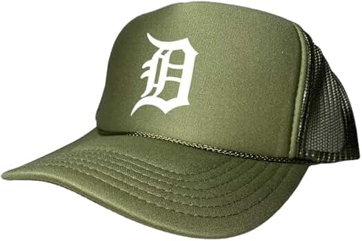 Detroit Old English D Motor City Olive Green Trucker Hat