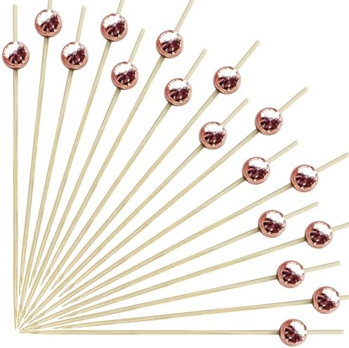 200 PCS Rose Gold Cocktail Picks Fancy Toothpicks for Appetizers Skewers 4.7 Inch Food Picks for Charcuterie Sticks (Rose Gold)