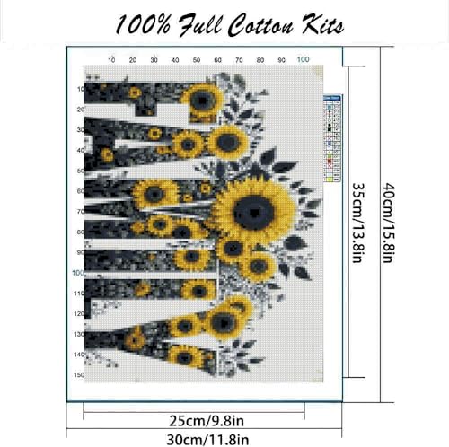 Image of MYBISYMQQ Family Stamping Cross Stitch Kit, Flowers Counting Cross Stitch Kit for Adult Beginners, Full Line DIY Cross Stitch Stitching Kit for Home Decor Cross Stitch Patterns 15.7x11.8 inches