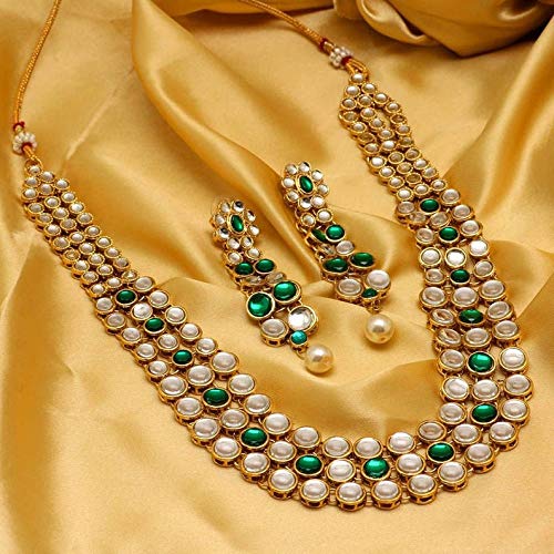 Image of Peora Anuskha Sharma Inspired Kundan Necklace & Jewelry Set Gift For Women