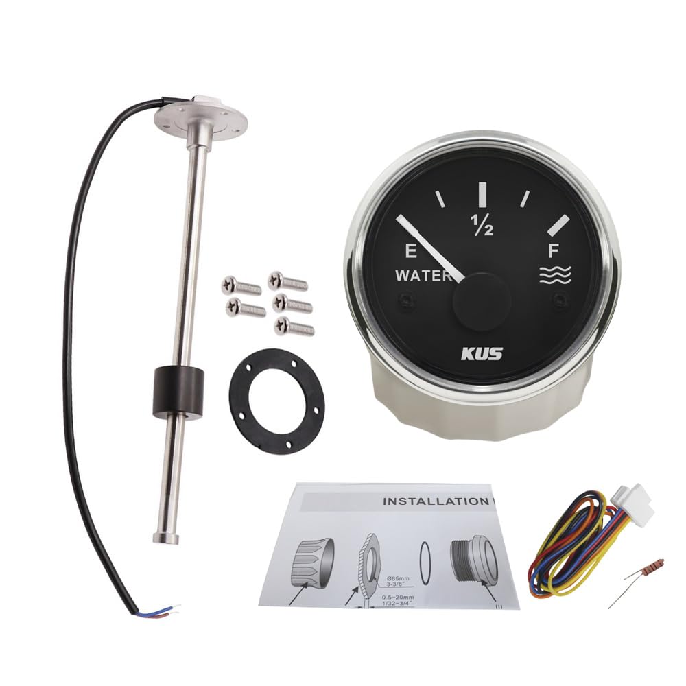 Medidor de nivel de agua 52mm 0-190 ohmios con sensor de 150mm y luz LED 8