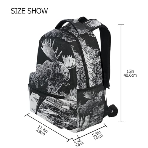Sketch Moose Travel Backpack for Women Men 16 IN Big Capacity Water Resistant Padded Strap M4