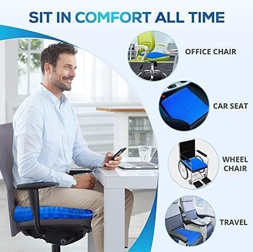 Image of Egg Gels Seat Cushion for Office & Car, Home -Cooling Gel Technology with Memory Foam - Silicone Rubber Seat Pillow, Comfort & Support for Back, Pain Relief (Cooling Gel - Chair)