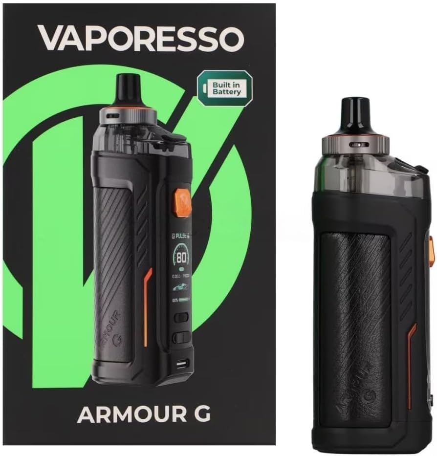 VAPORESSO ARMOUR G Kit | 80W DTL Vaping Kit Built in 3000 mAh Battery, 5ml Top Airflow & Top Filling Fit GTX coils,0.96'' TFT screen,No Nicotine (Negro)