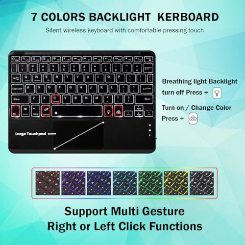 Image of Keyboard Case for OnePlus Pad Go 11.35-inch /Oppo Pad Air2 11.4-inch 2023 Folio Cover with Multi-Touch Trackpad, 7 Color Backlit, Magnetically Detachable Bluetooth Keyboard, Adjustable Angle