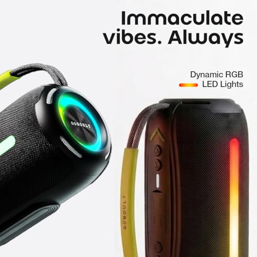Image of GOBOULT Groove Q20 Bluetooth Speaker with 20 Watt BoomX Audio, Up to 8 Hrs Playtime, Type-C Charging, TF Card /USB & Bluetooth 5.4 Compatible, Made in India Portable Speaker (Jet Black)