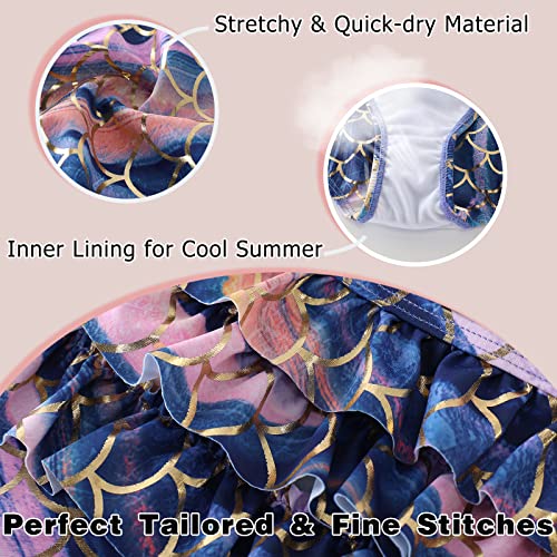 Image of Girls One Piece Swimsuits Hawaiian Ruffle Swimwear Beach Bathing Suit for Summer Vacation