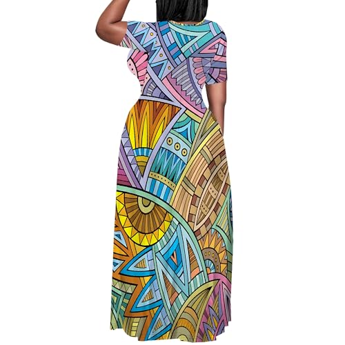 Image of PinkPatty Plus Size Maxi Dress for Women Summer Casual Short Sleeve Tshirt Dresses with Pockets (XL-6XL)