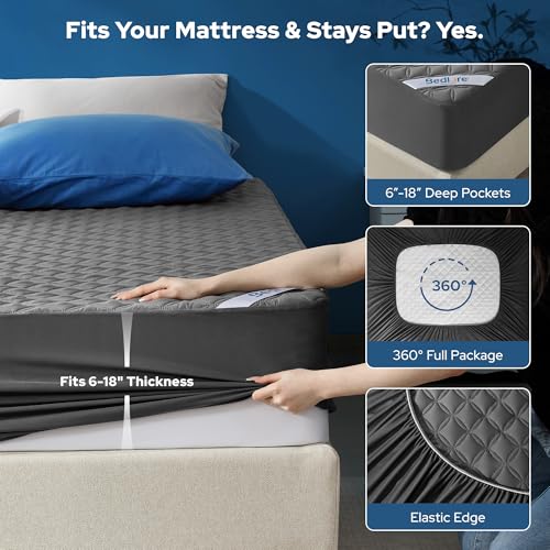 Image of BEDLORE 2 Pack Waterproof Mattress Protector,Cal King Size Mattress Pad Noiseless with Deep Pocket Fitted for 6 inch-18 inch,Soft Breathable Dirt Proof Bed Mattress Cover Washable for Home,Bedroom,Hotel(Gray)