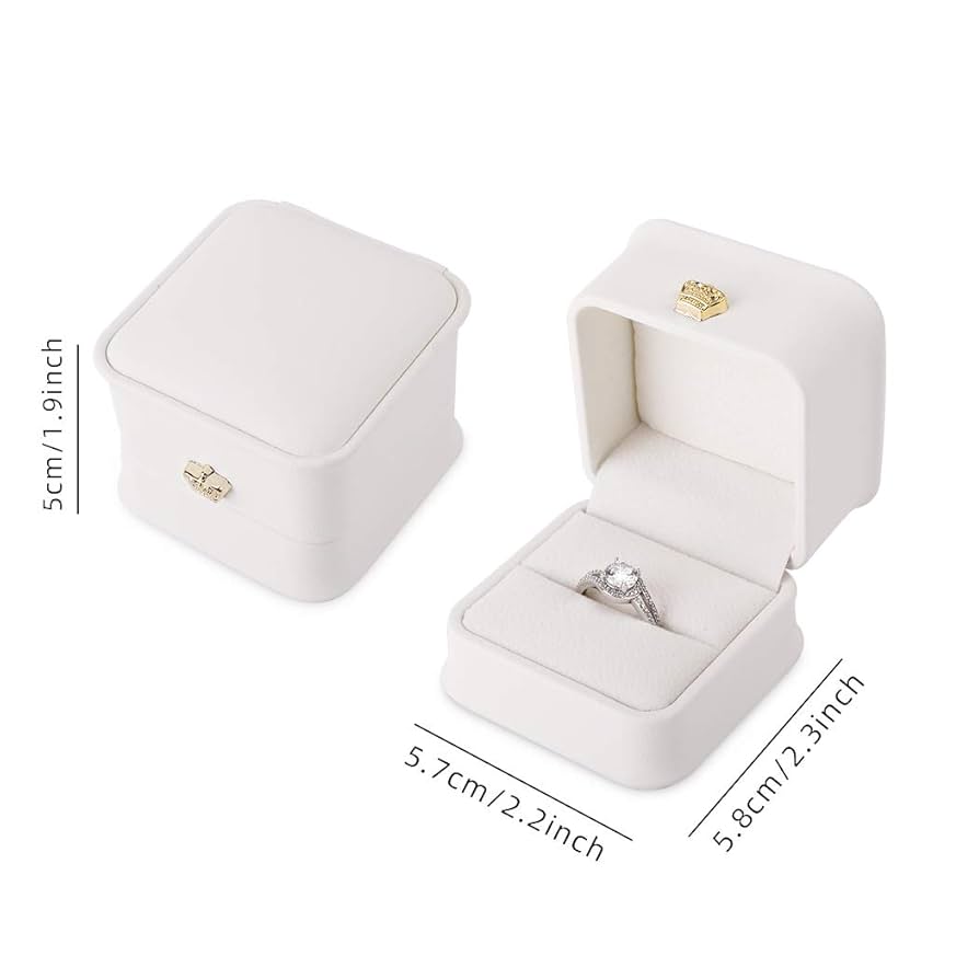Amazon.com: iSuperb 2 Pcs White Ring Box Couple Proposal PU