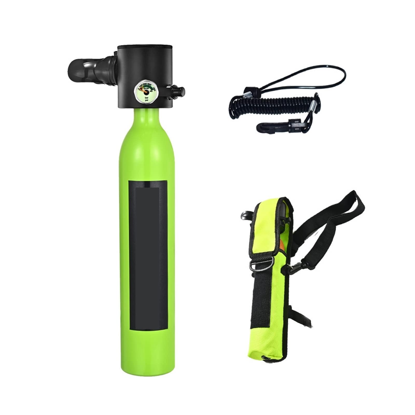 Portable Dive Cylinder, Portable Underwater Emergency Spare Gas Cylinders Equipped with A Full Set of Diving Respirators(Green Package A)