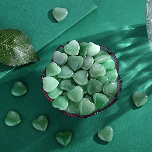 Image of QINJIEJIE 20 PCS Green Aventurine Natural Heart Healing Crystals Polished Crystal Cute Mini Stones Pocket Palm Love Gemstones Set Bulk Wholesale Reiki Energy Balancing Meditation Valentine's Day Gift