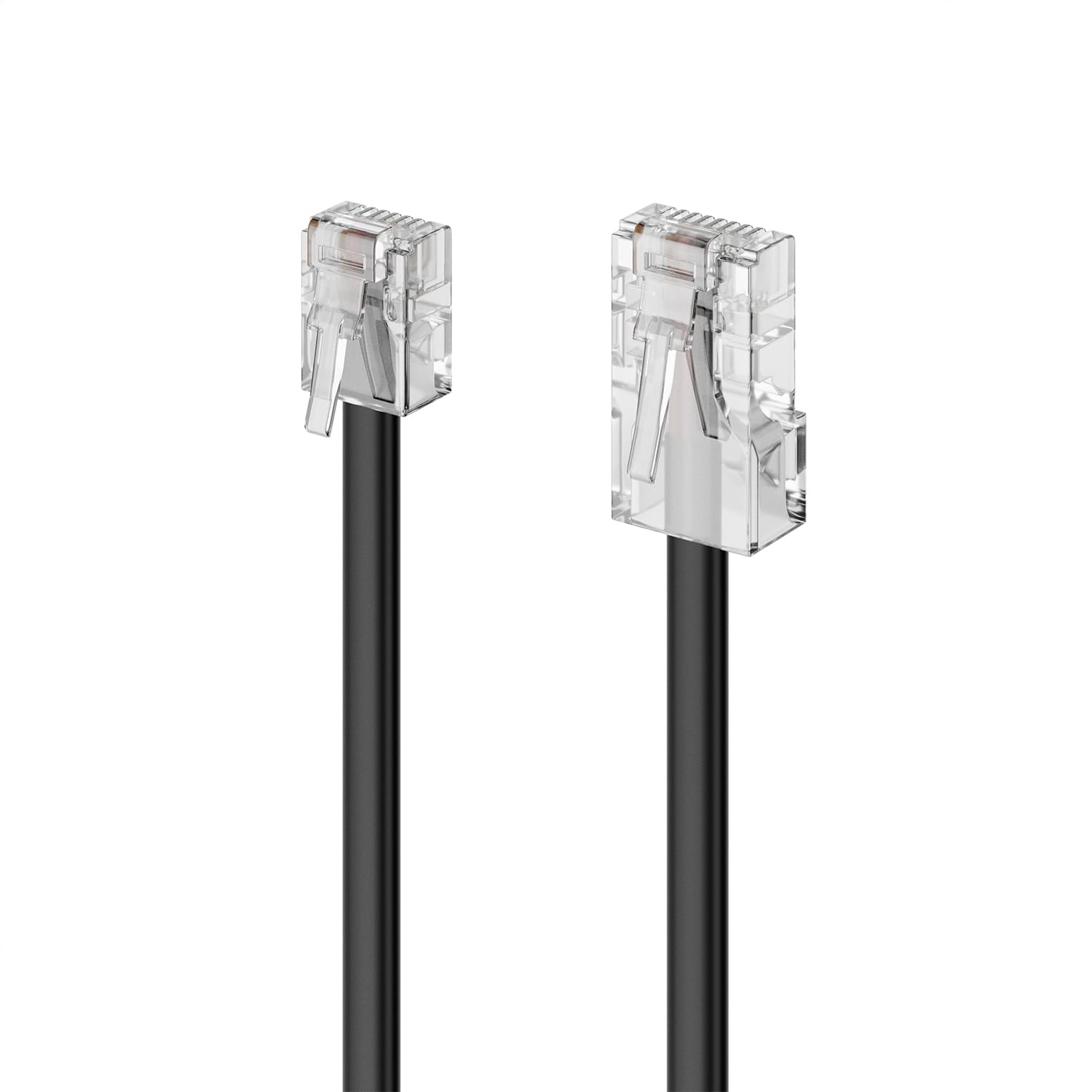 deleyCON 1m Câble Téléphone RJ11 vers RJ45 Modulaire plat Noir