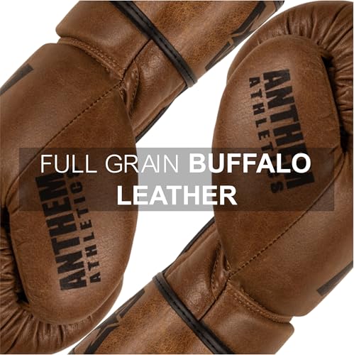 Image of Anthem Athletics Stormbriger Full Grain Leather Boxing Gloves 16 oz Men & Women Muay Thai Gloves Kickboxing Gloves Available As 12 oz 14 oz or 16 oz Boxing Gloves - Vintage Caramel - 12 oz.