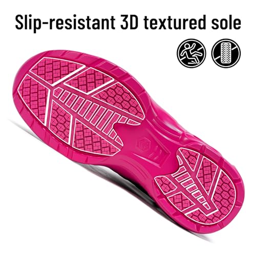 LARNMERN Women's Non Slip Shoes Work Slip Resistant Boots Sole-Cushion Side Zipper Comfort Botas Mujer Zapatos de Trabajo Hiking Purple 7.5