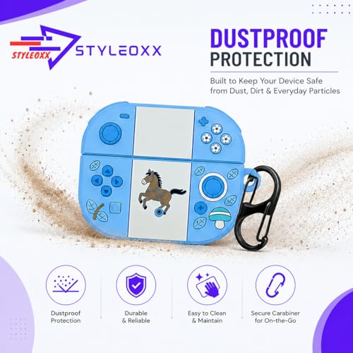 Image of Anvique Silicone Case Cover for Oneplus Nord Buds 4 Pro, Scratch Resistance, Shock Absorption, with Premium Carabiner (Horse SkyBlue S)