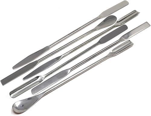 6 espátulas de laboratorio micro multifunción de acero inoxidable de doble extremo de 9 pulgadas de largo cucharas de cuchara de muestreo utilizadas