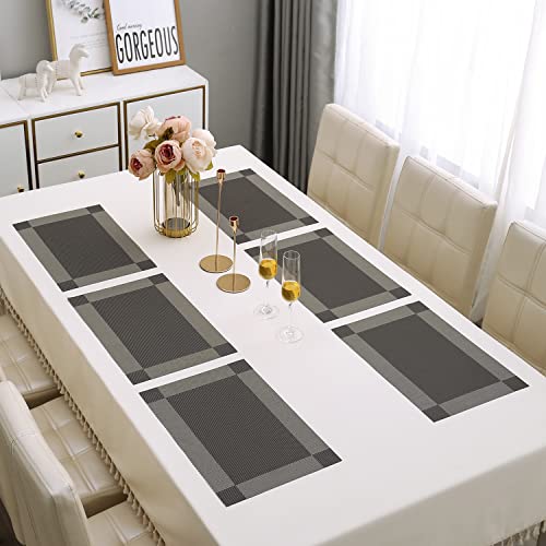 Image of HOKIPO PVC Washable Set of 6 Placemats for Dining Table - 45x30 cm (AR877GRY)