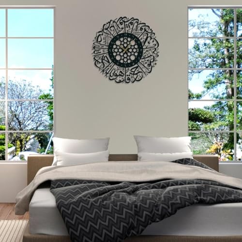 Image of Metal Arabic Number Wall Clock | Silent Big Size Clock for Home Decor, Muslim Gifts (Black DA-160, 40 CM)