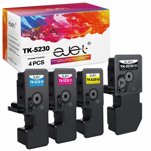 ejet Kompatibel Tonerkartusche als Ersatz für Kyocera TK5230 TK5230K TK-5230C TK-5230M TK-5230Y für ECOSYS M5521CDN M5521CDW P5021CDN P5021CDW (Schwarz Cyan Gelb Magenta 4er-Pack)