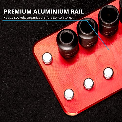 Image of Capri Tools 3 /8-Inch Drive Shallow and Deep Impact Socket Set, SAE, 5 /16 to 1 in., Premium Chrome Molybdenum Steel, 24-Piece with Billet Aluminum Socket Rail