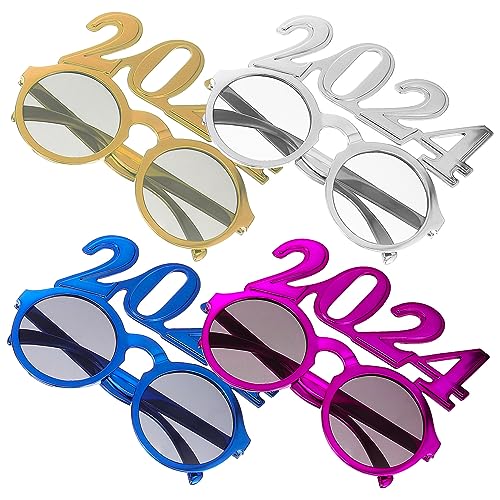 TOPPERFUN 4Pcs Years Eyeglasses Funny Party Sunglasses for Years Eve Party Supplies and Photo Props