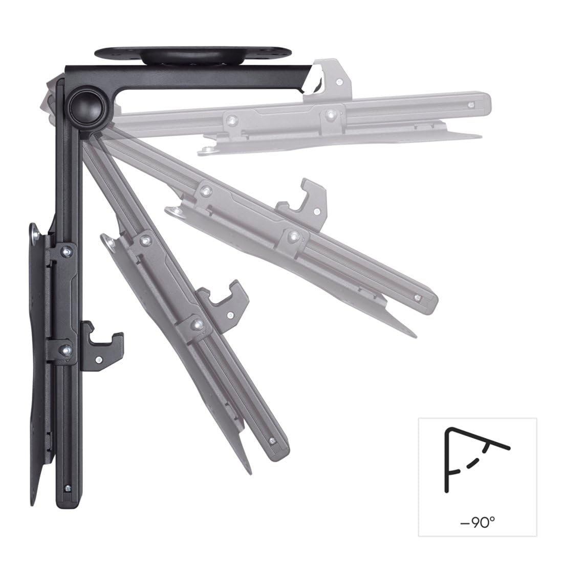 Hama Support TV Plafond Pivotant Réglable en Hauteur Garantie 10 Ans (TV 19" à 46", 117cm 20kg Max, Inclinaison -90°,Pivotable 100°, VESA 200x200 Max, Easy Fix, Chevilles Fischer) Noir