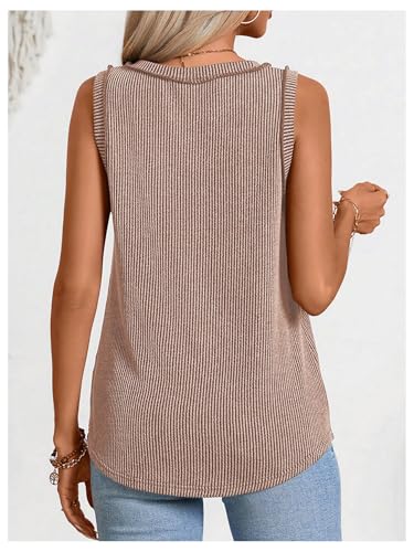 SHENHE Women's Sleeveless Sweater Vest Crew Neck Ribbed Knit Tank Top Casual Going Out Pullover2