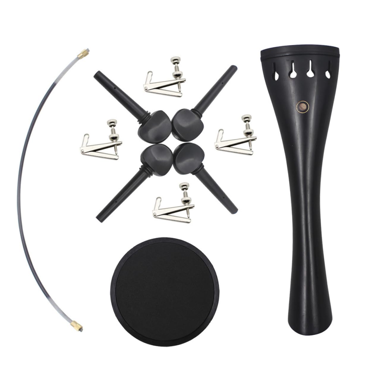 Yardwe 1 Set Ebony Cello Parts Set Durable Maintenance Tools for Cello Care Includes Tail Rope String Adjusters Pegs Non Slip Pads for Instrument Enthusiasts and Beginners