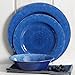 Gibson Home Mauna Melamine Dinnerware Set, Service for 4 (12pcs), Cobalt Rustic