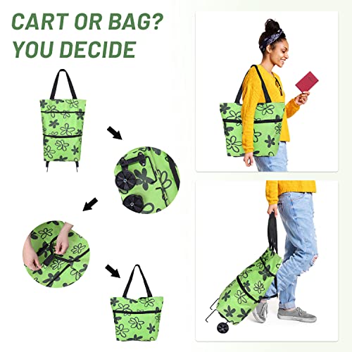 NymphFable Faltbare Trolley-Taschen Faltbare Einkaufstasche mit Upgrade-Rädern Tragbarer Einkaufstaschen-Trolley – Bild 4