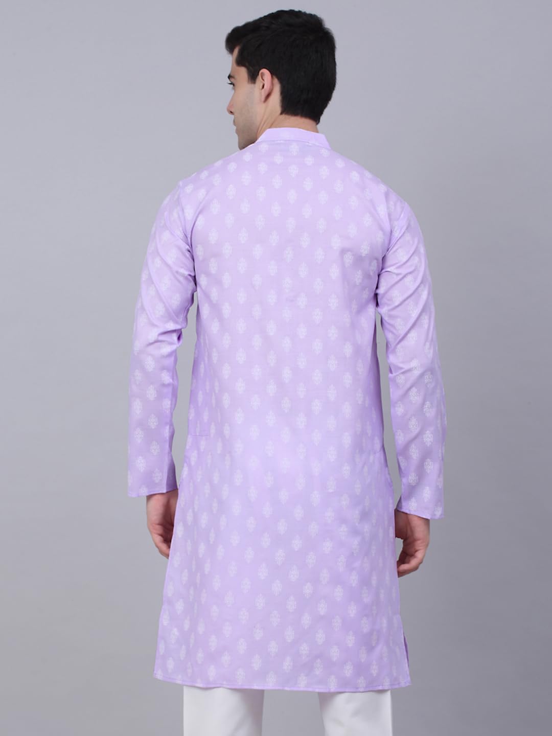 Jompers Men's Cotton Floral Printed Kurtas (Purple, M)