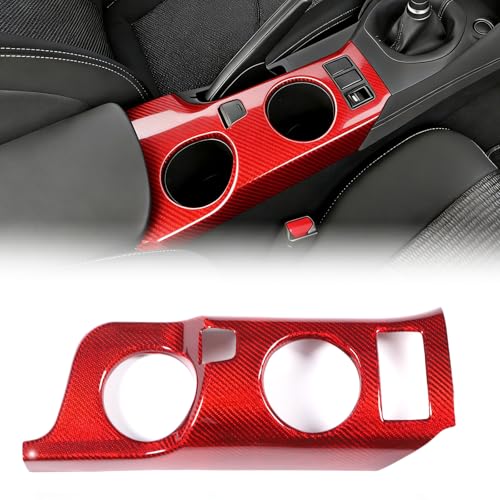 Bekantogy Central Control Cup Gear Shift Panel Trim Cover Compatible with Nissan Z RZ34 400Z Fairlady Z 2022-2025 Real Carbon Fiber Console Panel Cover Anti-Scratch Decorative Frame (Red)