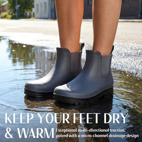 Image of Furuian Women's Ankle Rain Boots Waterproof Chelsea Rain Boots Rubber Boots Women Short Garden Boots Anti Slip Outdoor Lightweight Work Booties