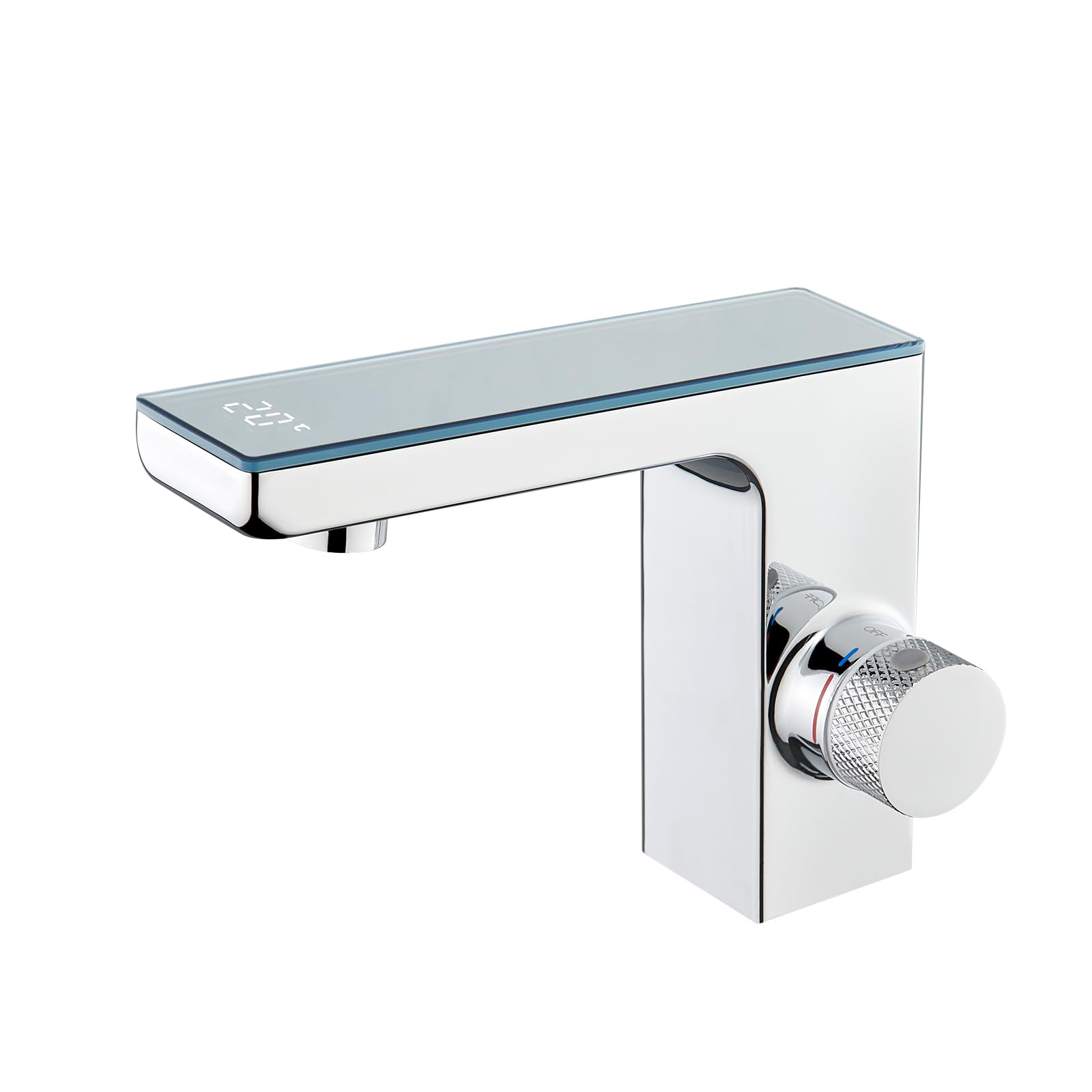 CREA Mitigeur de Salle de Bains Infrarouge, Robinet Lavabo Automatique à Infrarouge avec Température écran D'affichage Numérique, Mitigeur Lavabo Touchless, Chrome