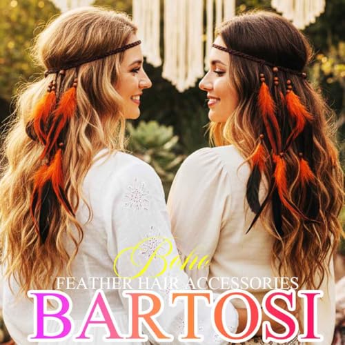 BARTOSI Boho Feather Headbands Hippie Headband Indian Headdress Hair Accessories for Women