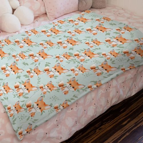 Image of Cute Green Leaves Baby Blanket for Boys Girls Baby Animal Flannel Soft Swaddle Blanket Receiving Blankets for Kids Toddler Nursery Bed Blanket Stroller Carseat Crib Cover Playmat 30x40