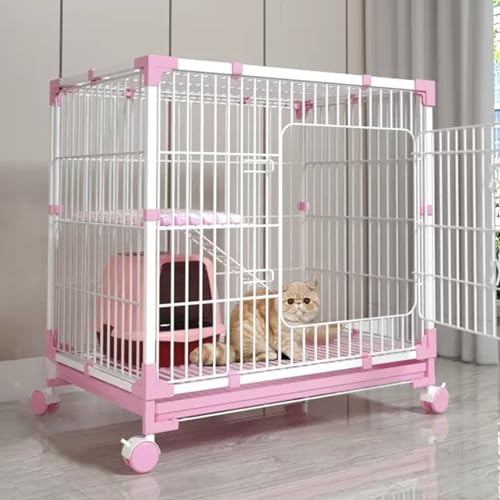 キャスター付きキャットケージ、ハンモック付き5段ペットプレイペン、小動物用屋内DIYキャットエンクロージャー、取り外し可能な金属ワイヤーケン、1〜3匹の猫用運動スペース(B-31.5-22-31.5)