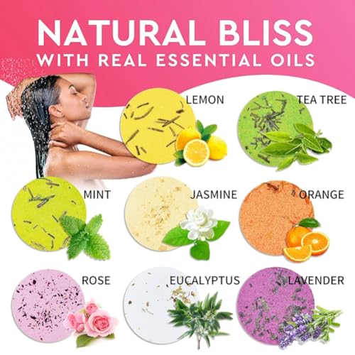 Pacote variado de vaporizadores de chuveiro com óleos essenciais, 30 g pacote com 8 bombas de chuvei