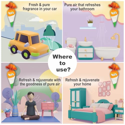 Image of CamPure Tiranga Cone Pack Of 2-100% Organic | Air Freshener For Car, Wardrobe, Office Cabin's, Drawers, Travel Bag & Bathroom