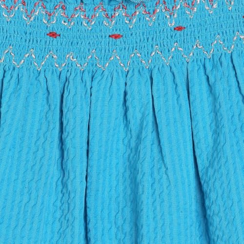 Image of miniklub Girls Round Neck Short Sleeve Knitted Cotton Top (Blue Color)